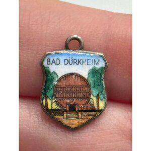 Vintage Bad Durkheim‎ Enamel 800 Silver Germany Shield Travel Souvenir Charm